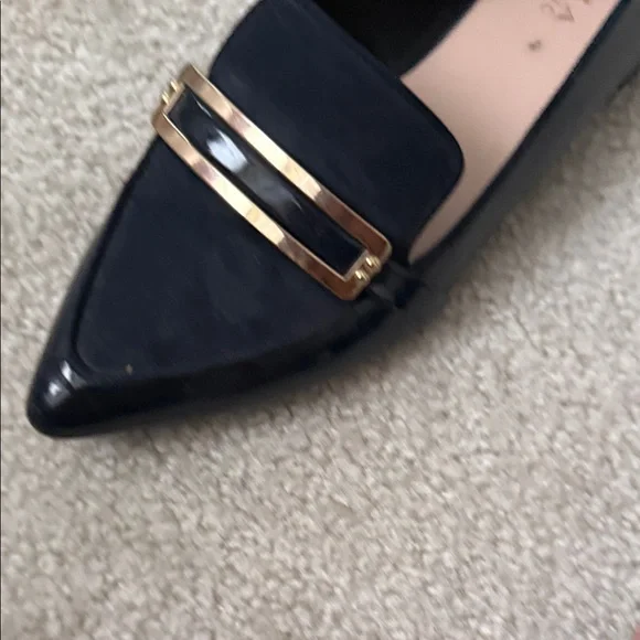 Zara Women's Navy Loafers with Gold Accent size 40 - Picture 6 of 7